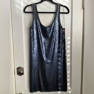 Vince gunmetal grey sequined tank dress size M